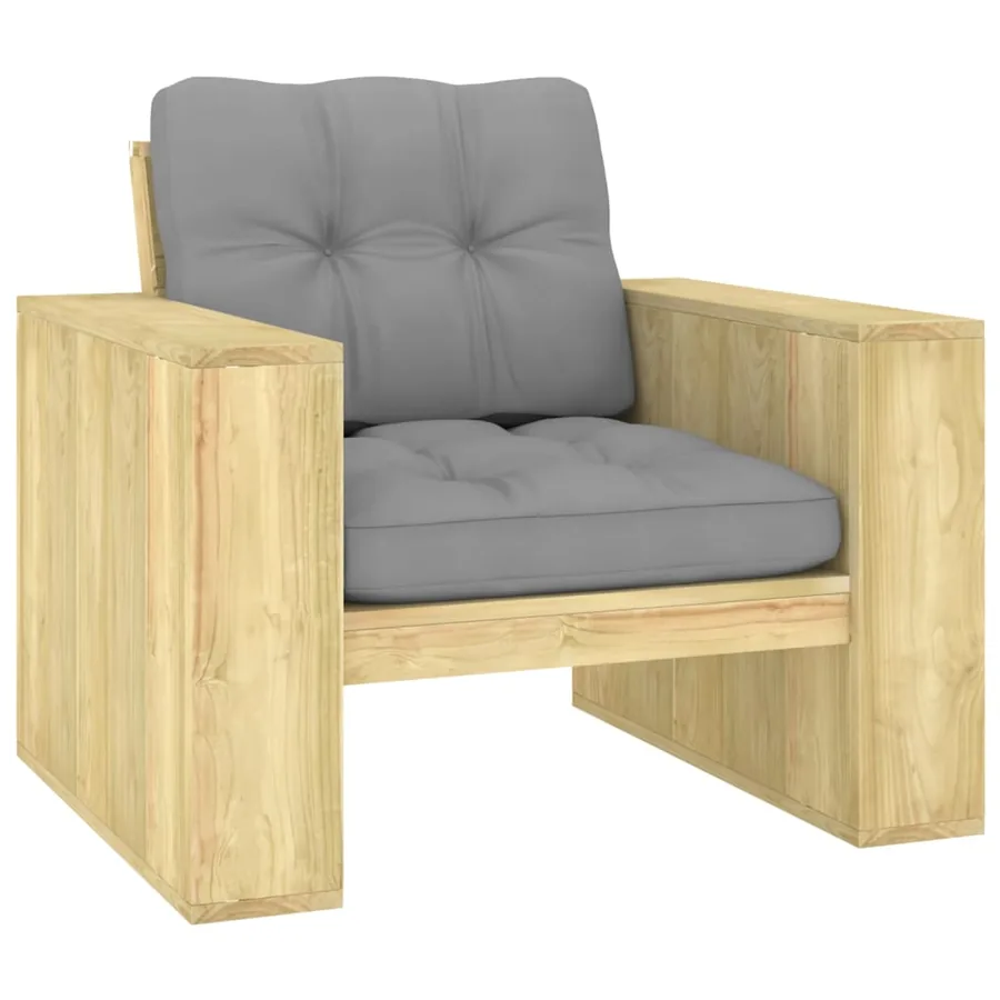 Chaise de jardin avec coussins anthracite Bois de pin imprégné - 15
