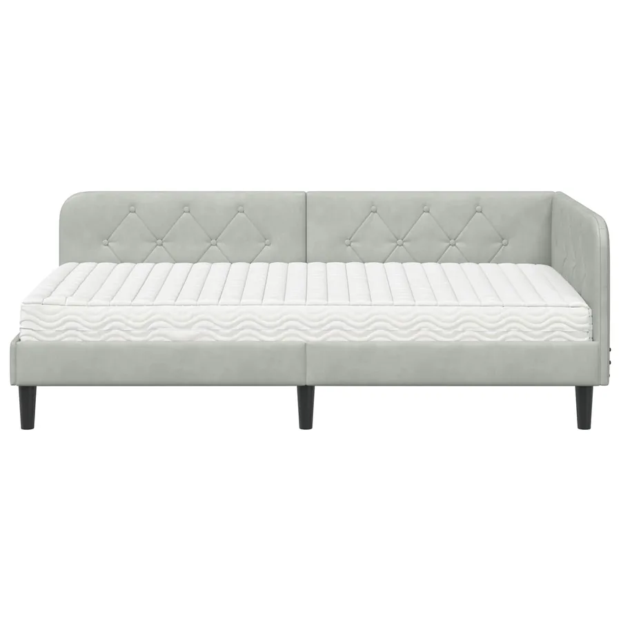Cadre de lit d'angle Gris clair 90 x 190 cm Velours - 5