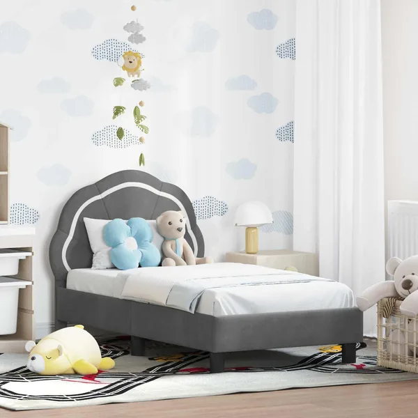 Cadre de lit pour tout-petit avec tête de lit Gris foncé
