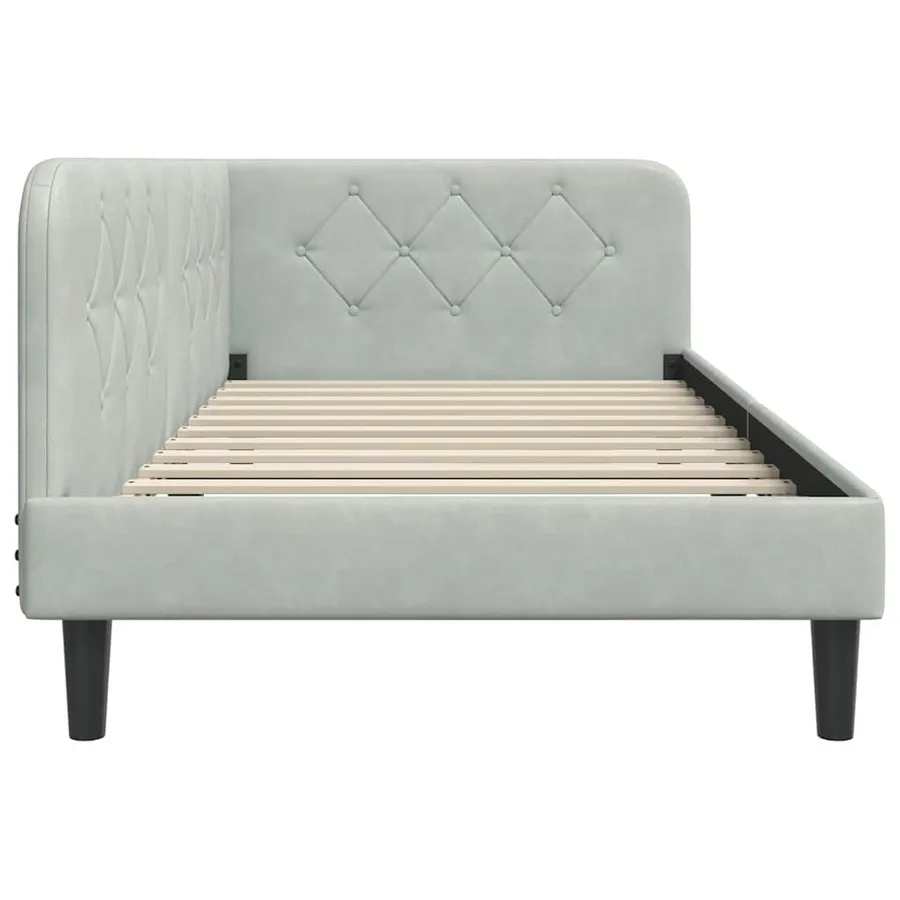 Cadre de lit d'angle Gris clair 100 x 200 cm Velours - 6