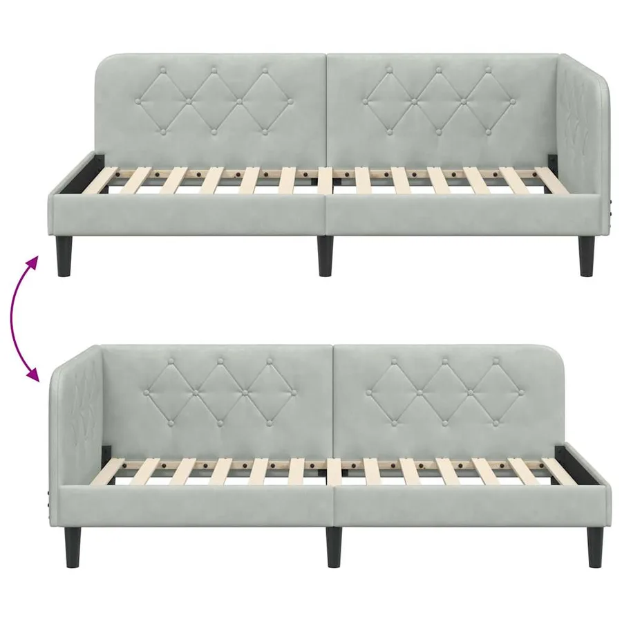 Cadre de lit d'angle Gris clair 100 x 200 cm Velours - 9