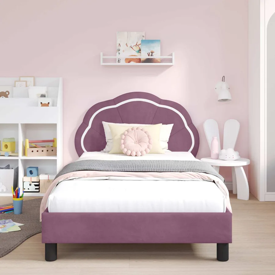 Cadre de lit pour enfants avec tête de lit Pourpre 80 x 200 cm - 3