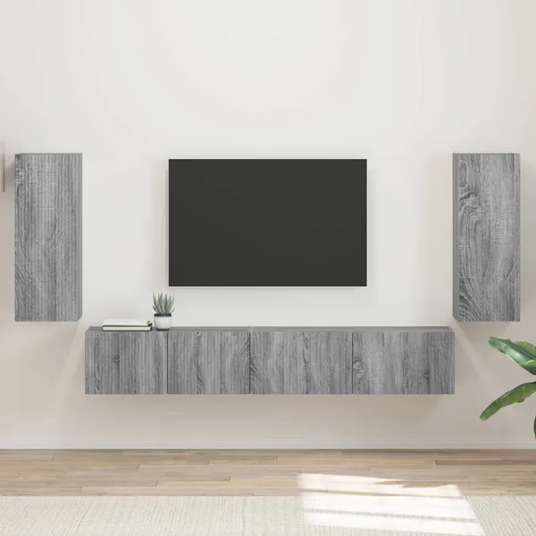 Ensemble meuble TV 4 pcs Gris Sonoma Bois d'ingénierie