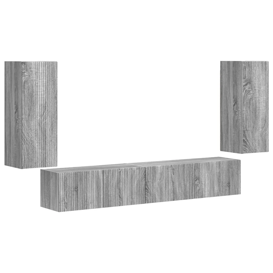Ensemble meuble TV 4 pcs Gris Sonoma Bois d'ingénierie - 2
