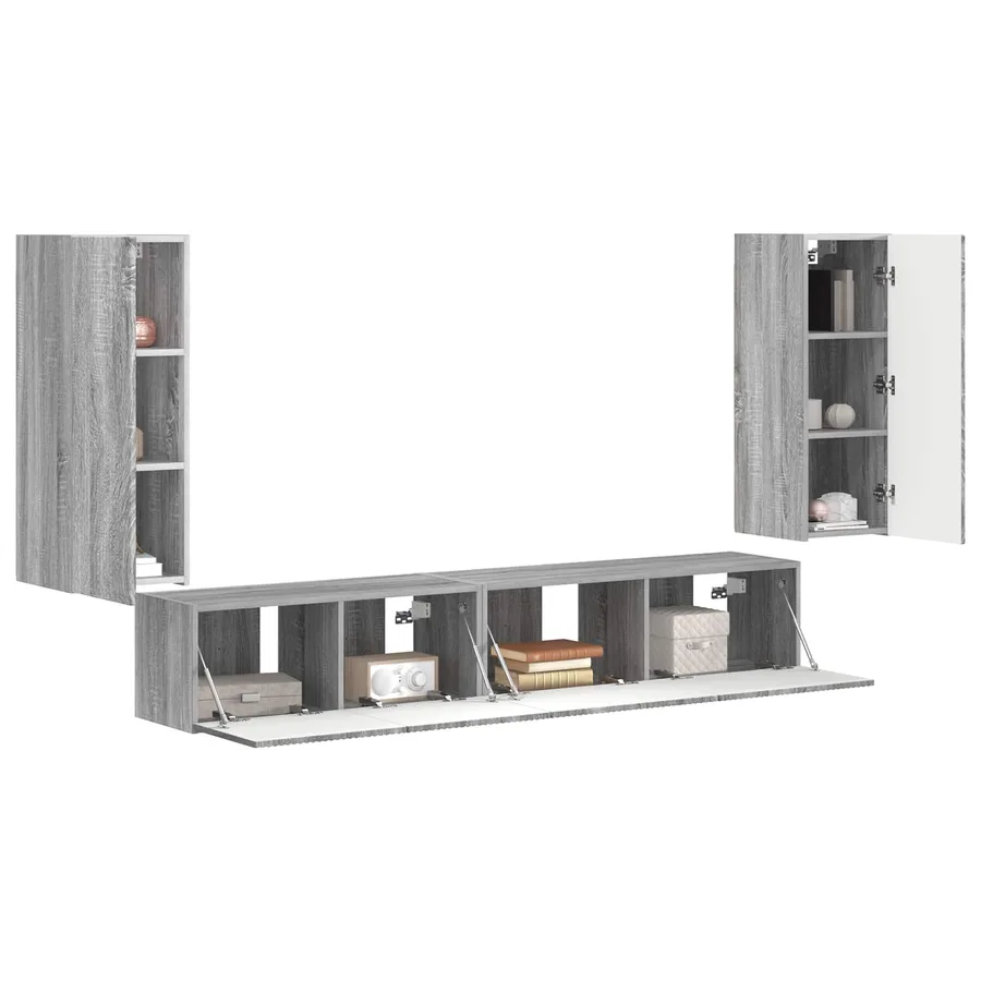 Ensemble meuble TV 4 pcs Gris Sonoma Bois d'ingénierie - 3