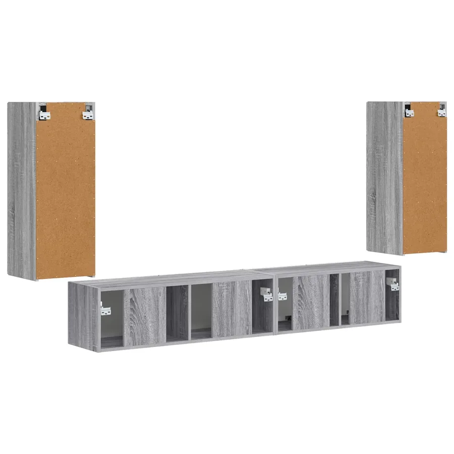 Ensemble meuble TV 4 pcs Gris Sonoma Bois d'ingénierie - 9