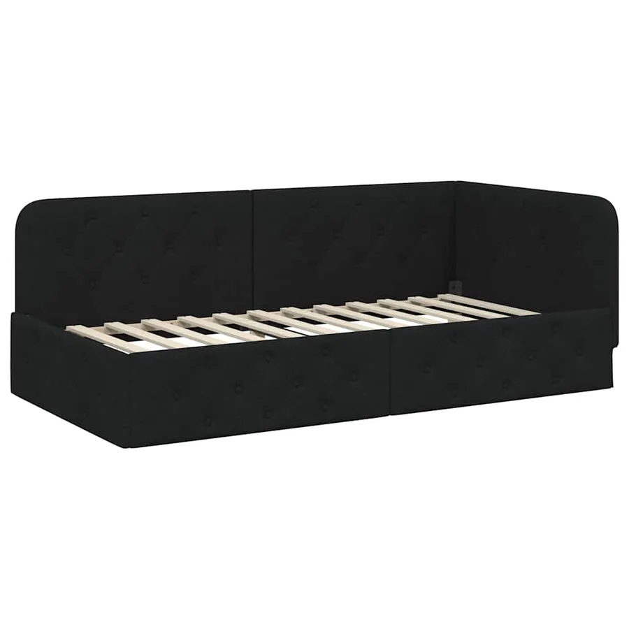 Cadre de lit d'angle Noir 100 x 200 cm tissu - 6