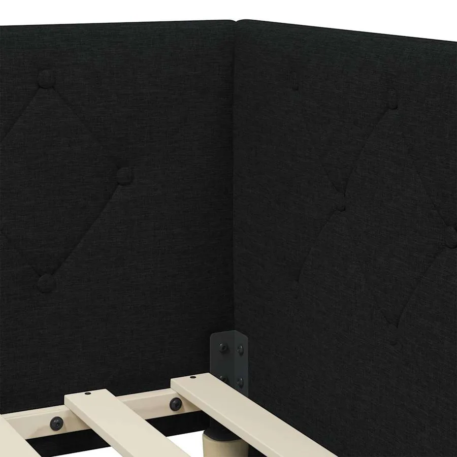 Cadre de lit d'angle Noir 100 x 200 cm tissu - 8