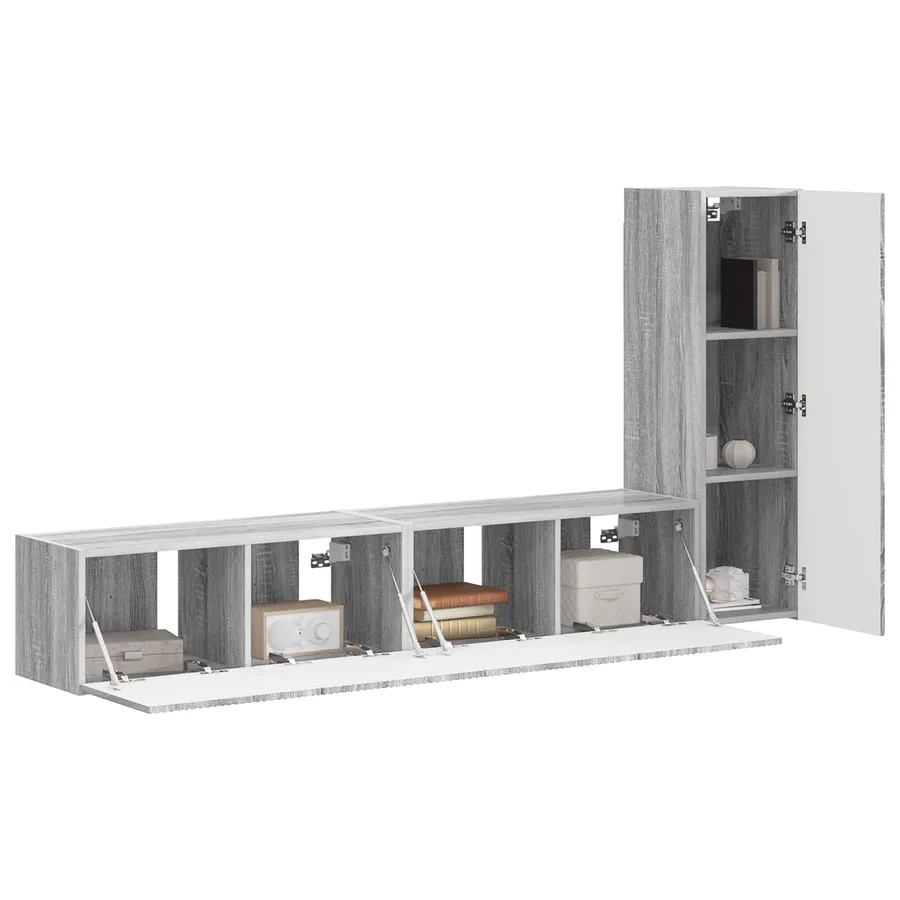 Ensemble meuble TV 3 pcs Gris Sonoma Bois d'ingénierie - 3