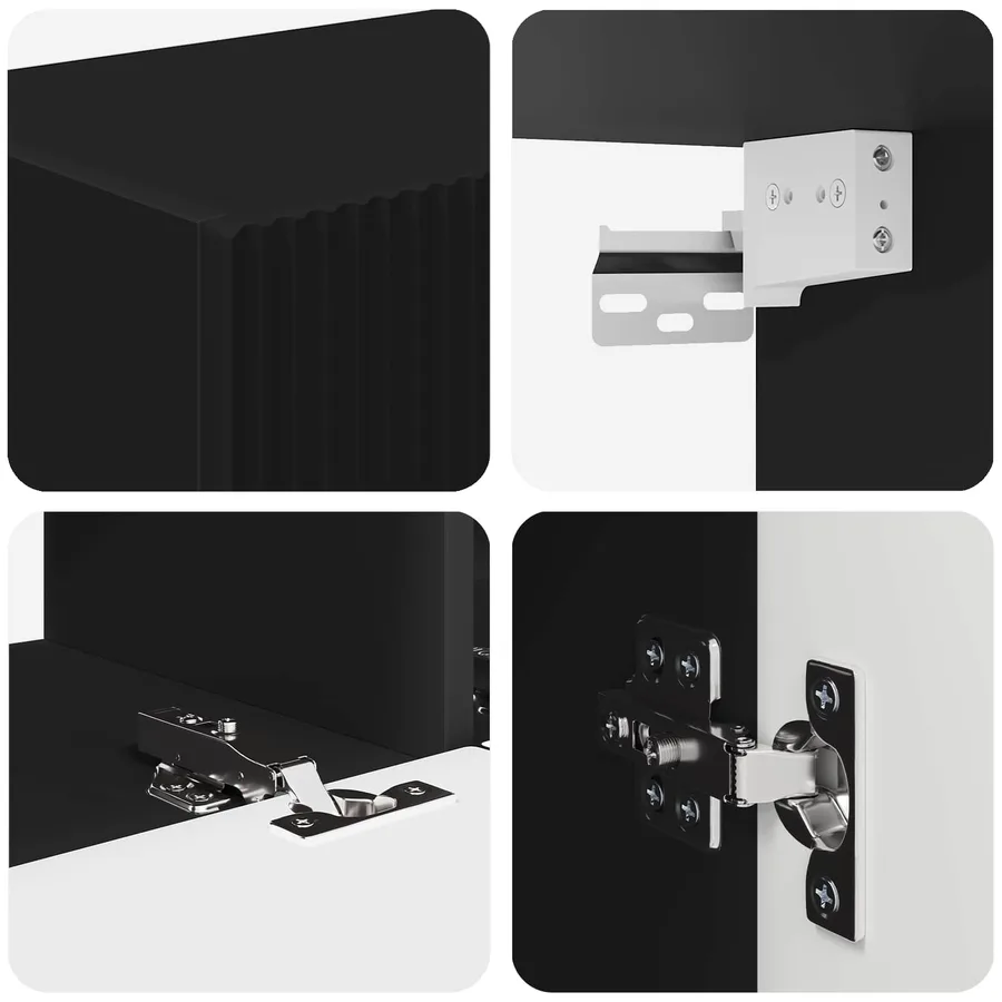 Ensemble meuble TV Montage mural 4 pcs Noir Bois d'ingénierie - 11