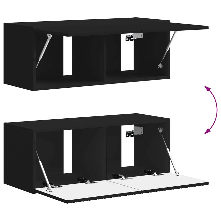 Ensemble meuble TV Montage mural 4 pcs Noir Bois d'ingénierie - 12