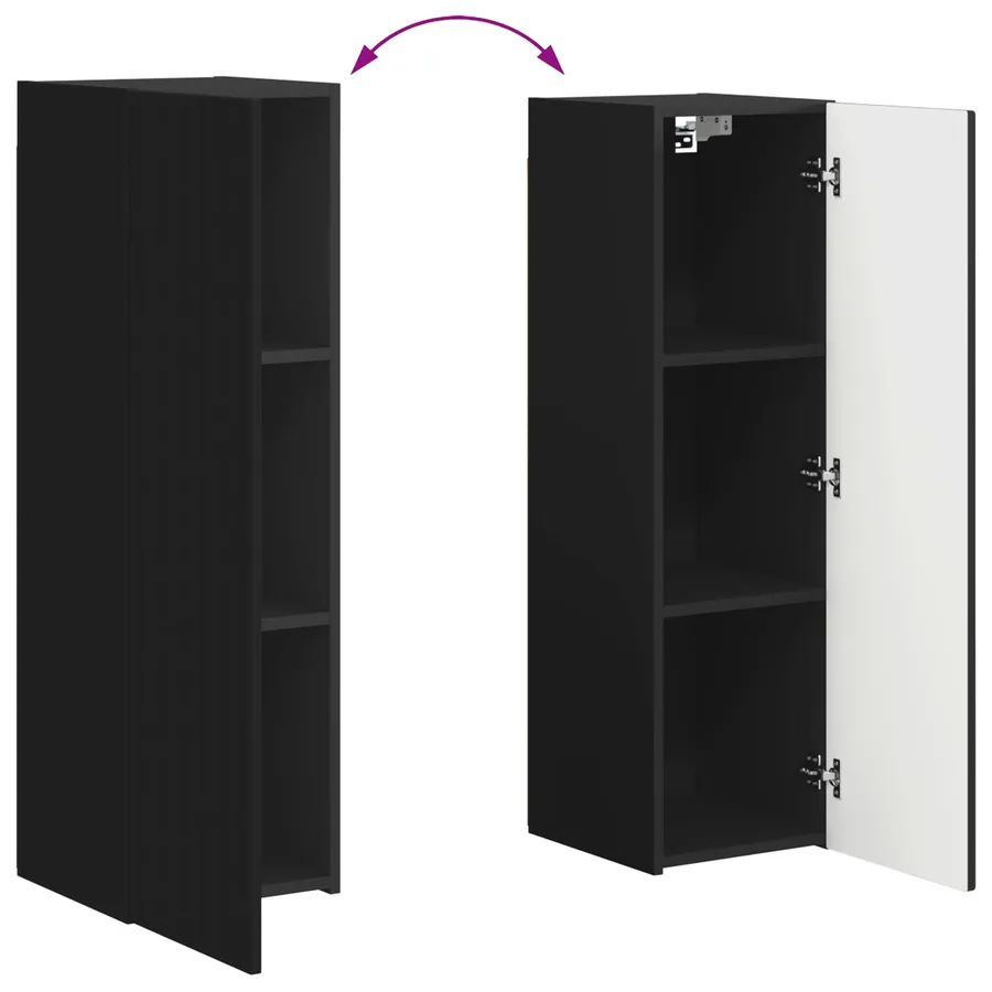 Ensemble meuble TV Montage mural 4 pcs Noir Bois d'ingénierie - 13