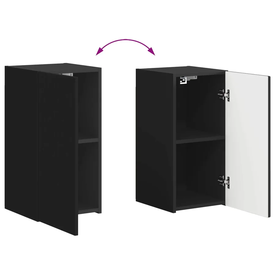 Ensemble meuble TV Montage mural 4 pcs Noir Bois d'ingénierie - 14