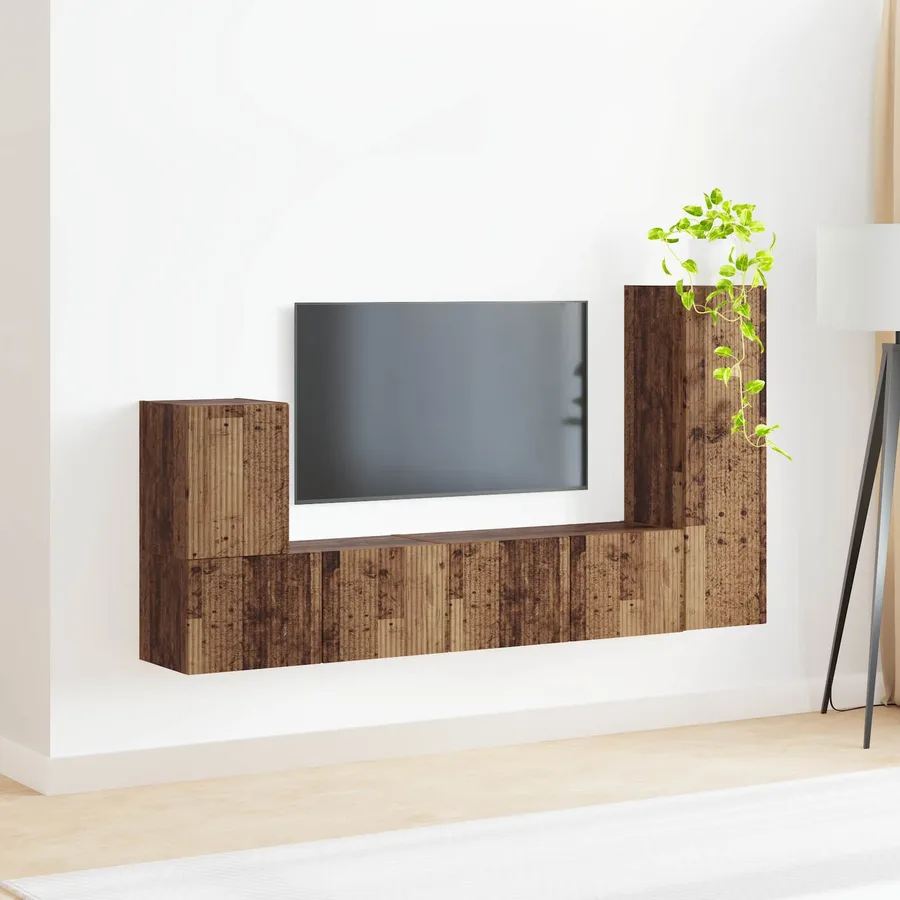 Ensemble meuble TV 3 pcs Bois ancien Bois d'ingénierie - 4
