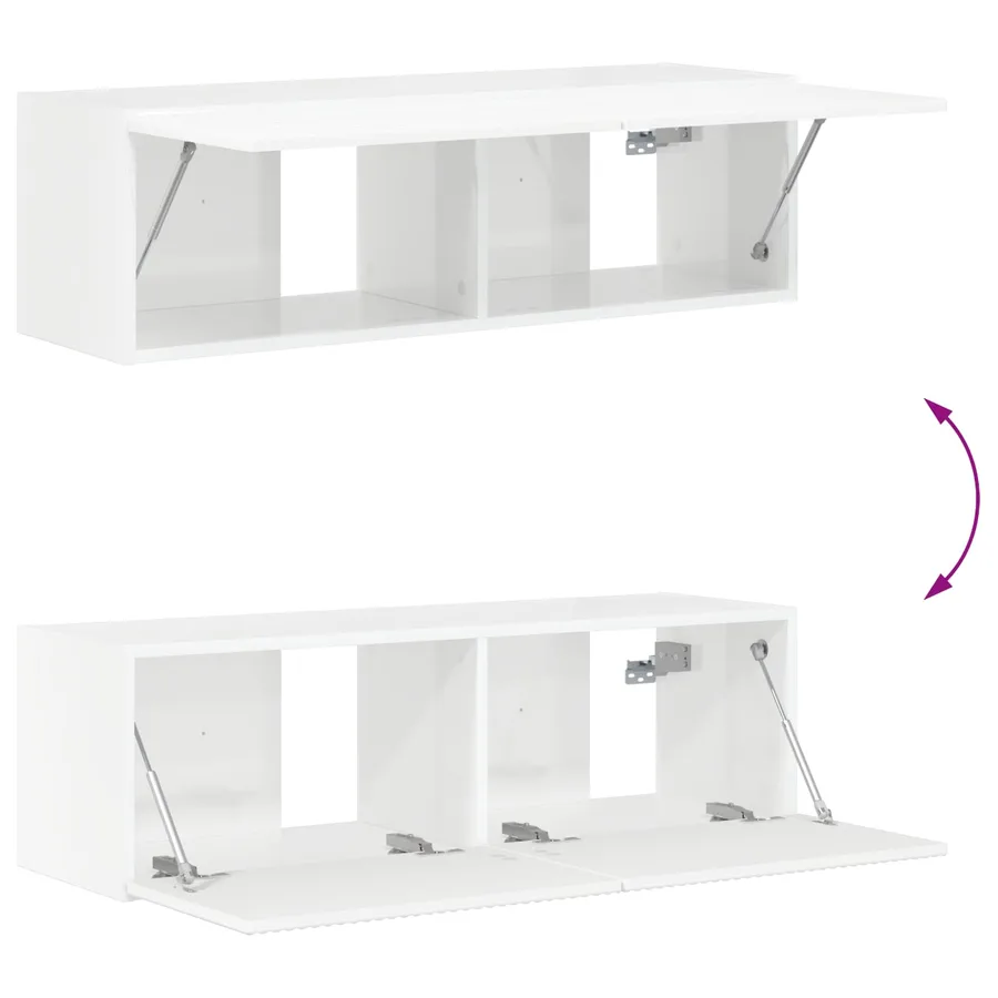 Ensemble de meuble TV mural Montage mural 6 pcs Blanc brillant - 12