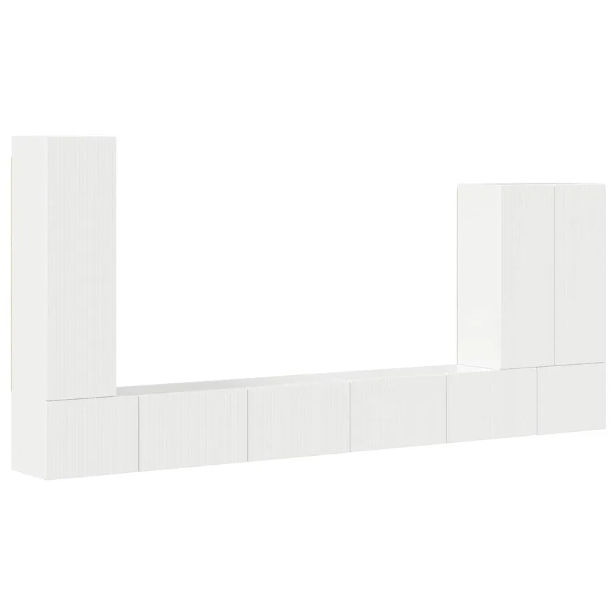 Ensemble de meuble TV mural Montage mural 6 pcs Blanc brillant - 2