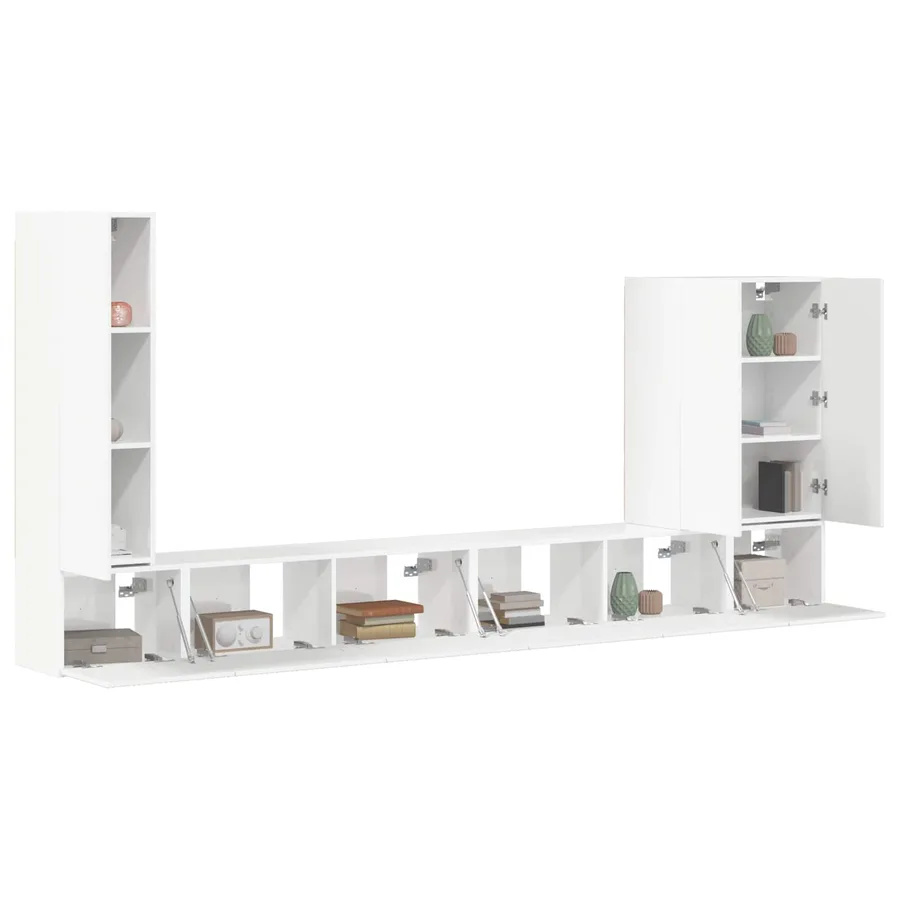 Ensemble de meuble TV mural Montage mural 6 pcs Blanc brillant - 3