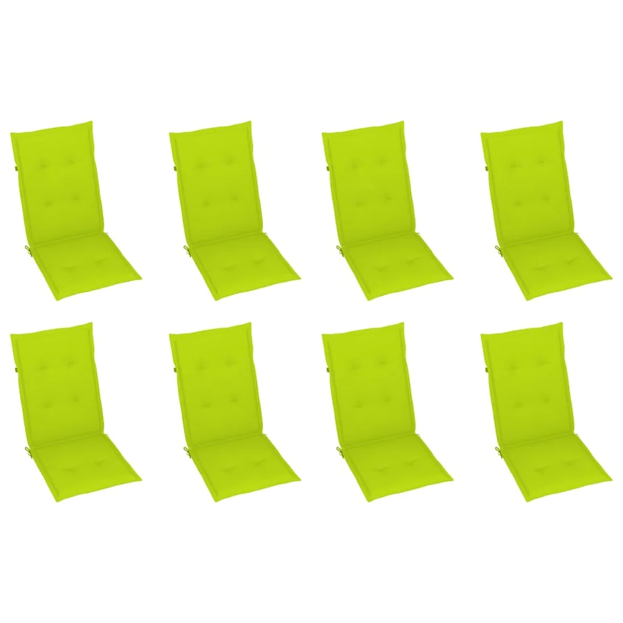 Chaises inclinables de jardin et coussins lot de 8 Teck solide - 5