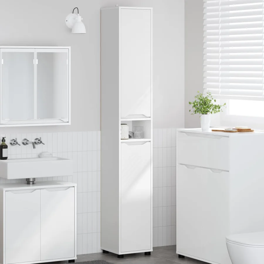 Cabinet de salle de bain avec étagère Blanc 30,5 x 30 x 195 cm