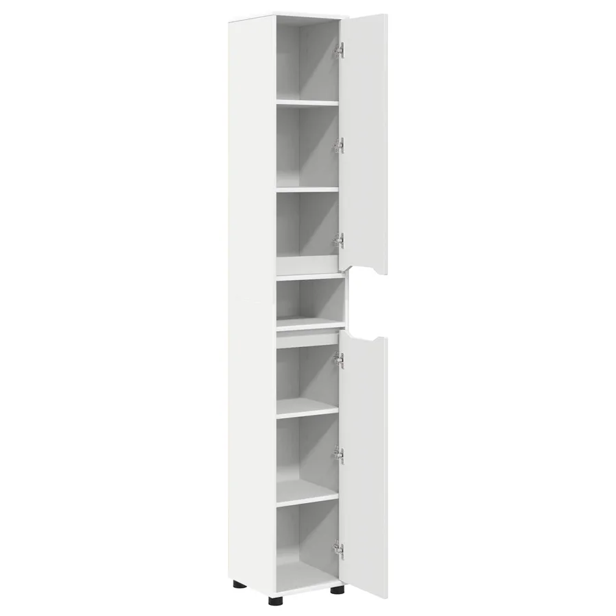Cabinet de salle de bain avec étagère Blanc 30,5 x 30 x 195 cm - 5