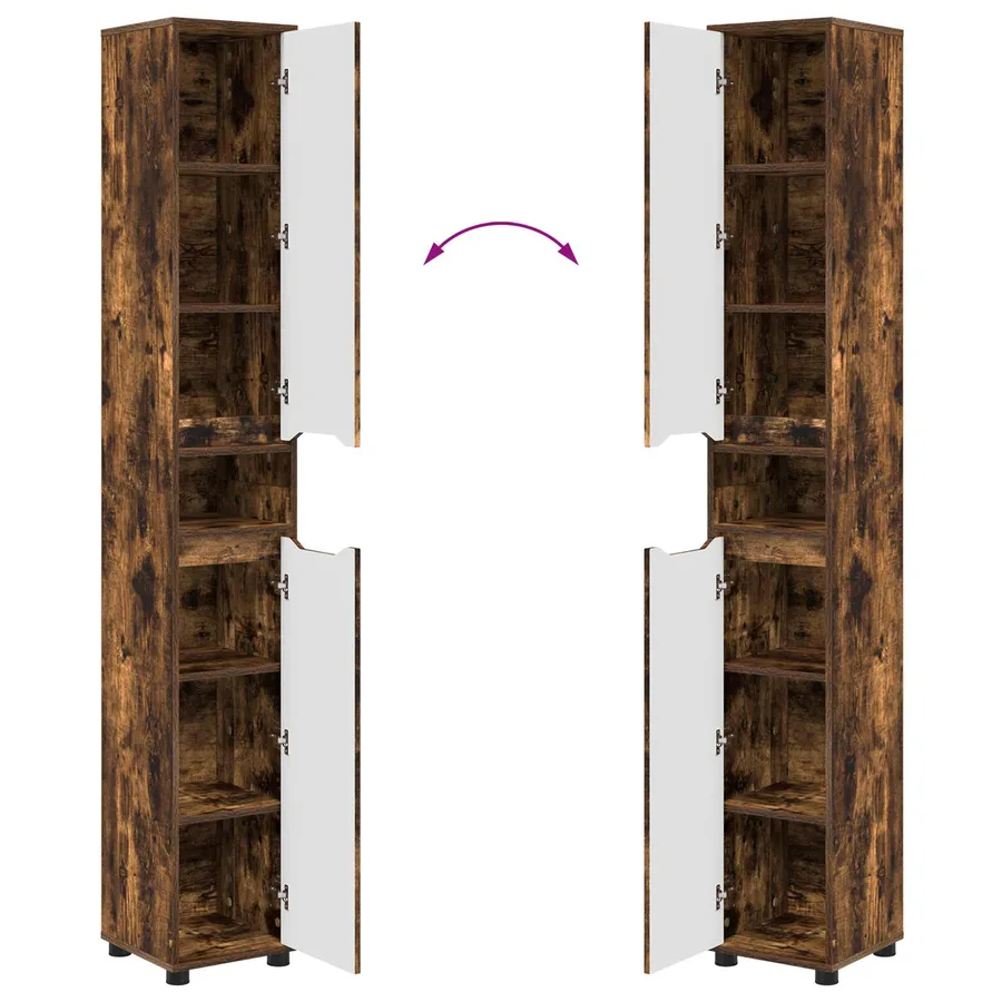 Cabinet de salle de bain Chêne fumé 30,5 x 30 x 195 cm - 11
