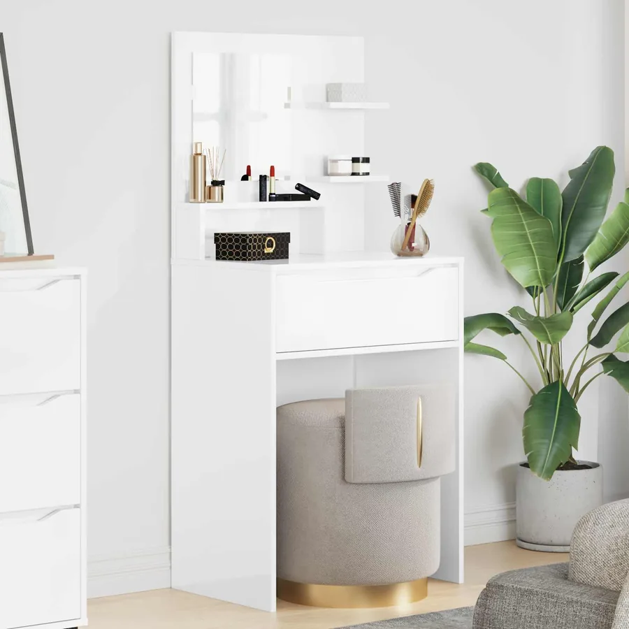 Tables de maquillage pour chambre avec tiroir Blanc brillant