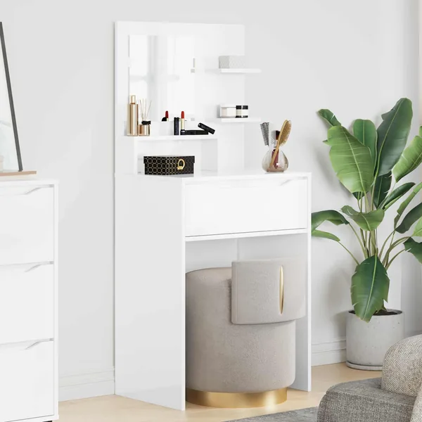 Tables de maquillage pour chambre avec tiroir Blanc brillant