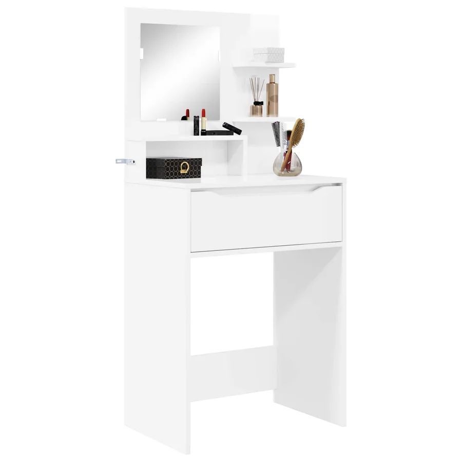 Tables de maquillage pour chambre avec tiroir Blanc brillant - 3