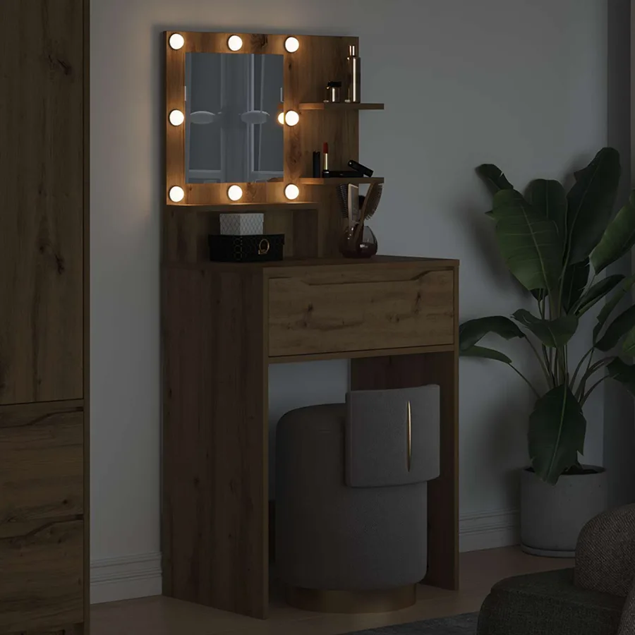 Tables de maquillage pour chambre avec tiroir Chêne artisanal - 4