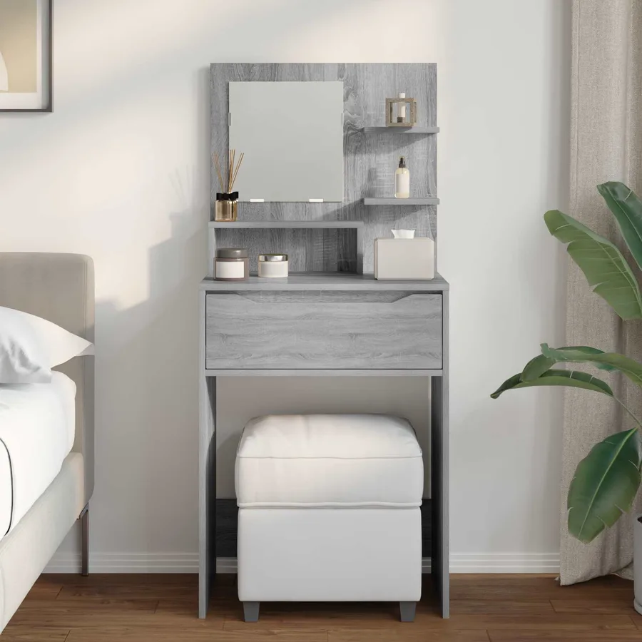 Tables de maquillage pour chambre avec tiroir Gris Sonoma - 4