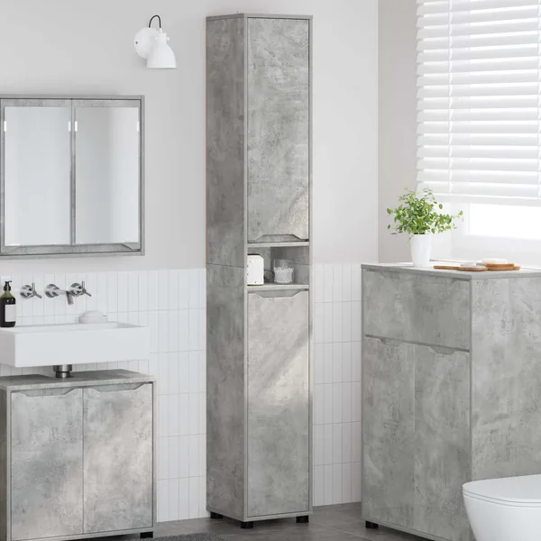 Cabinet de salle de bain Gris béton 30,5 x 30 x 195 cm