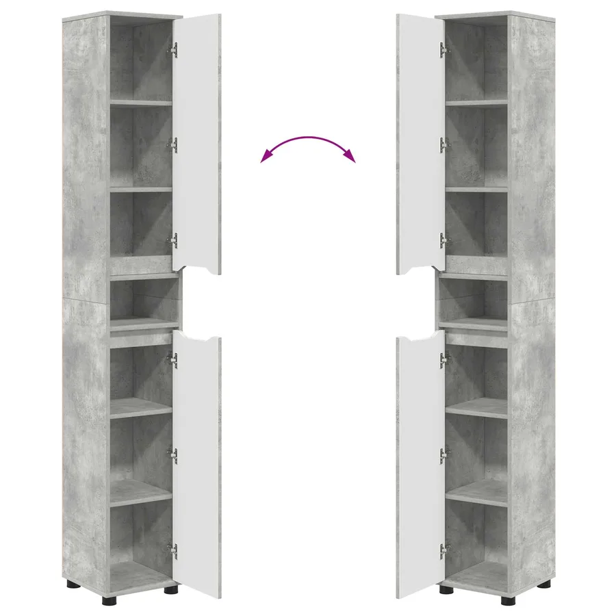 Cabinet de salle de bain Gris béton 30,5 x 30 x 195 cm - 11