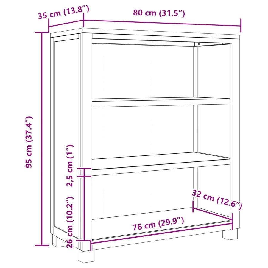 Armoire Marron 80 x 35 x 95 cm Bois de chêne massif - 9