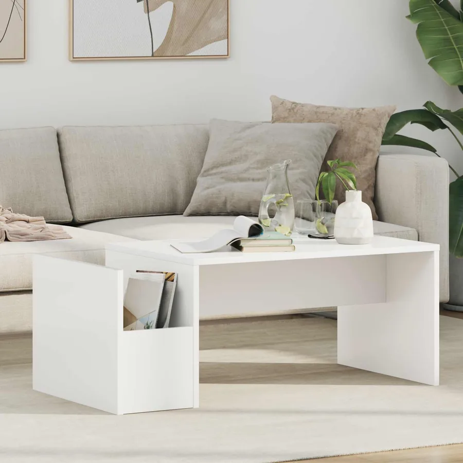 Table basse Blanc 90 x 45 x 35 cm Bois d'ingénierie