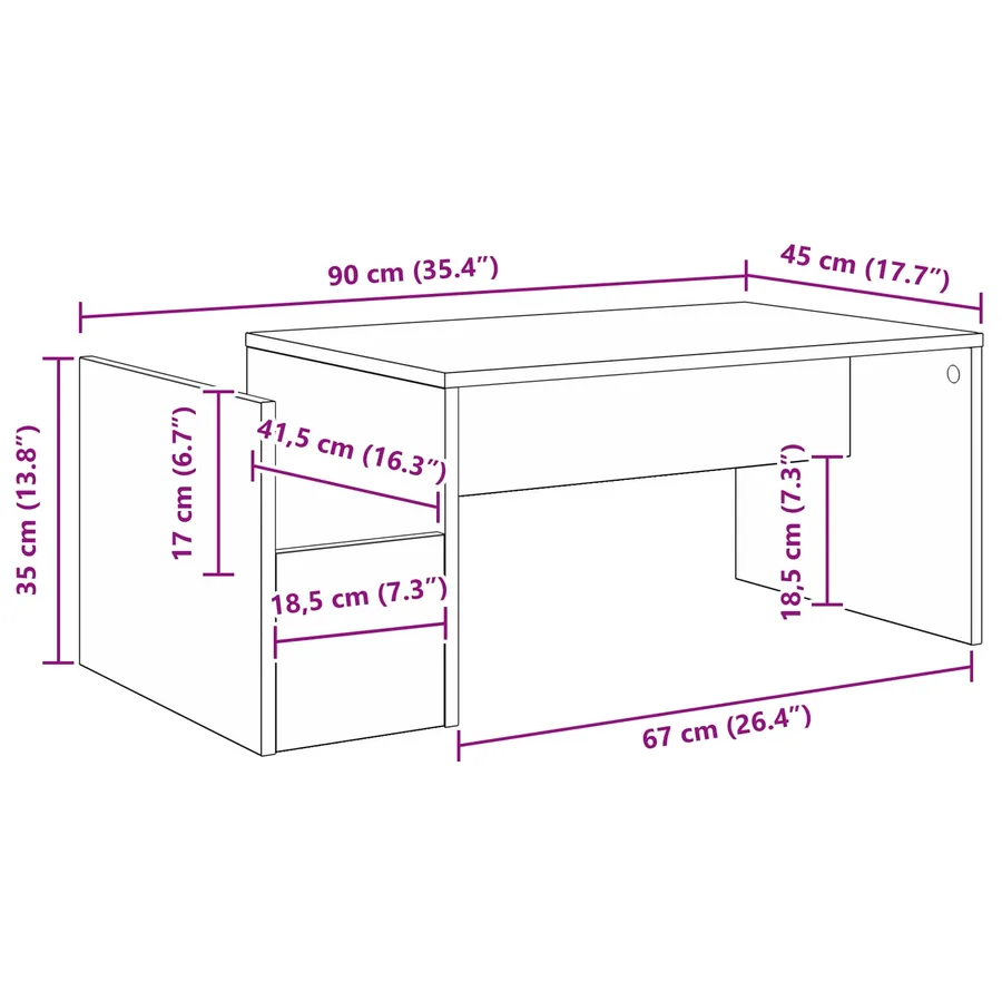 Table basse Blanc 90 x 45 x 35 cm Bois d'ingénierie - 10