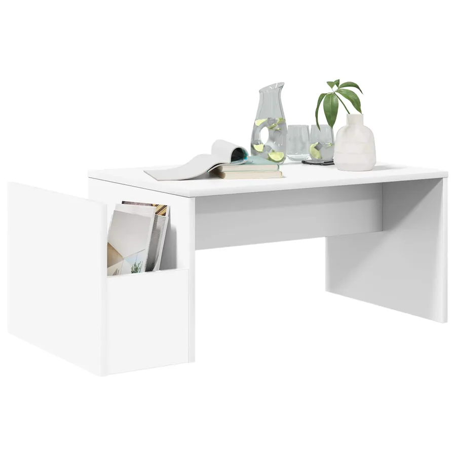 Table basse Blanc 90 x 45 x 35 cm Bois d'ingénierie - 3