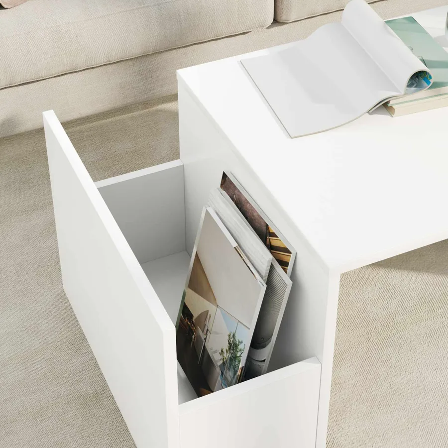 Table basse Blanc 90 x 45 x 35 cm Bois d'ingénierie - 4