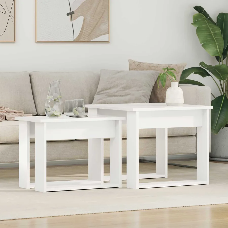 Ensemble de tables basses 2 pcs Blanc Bois d'ingénierie