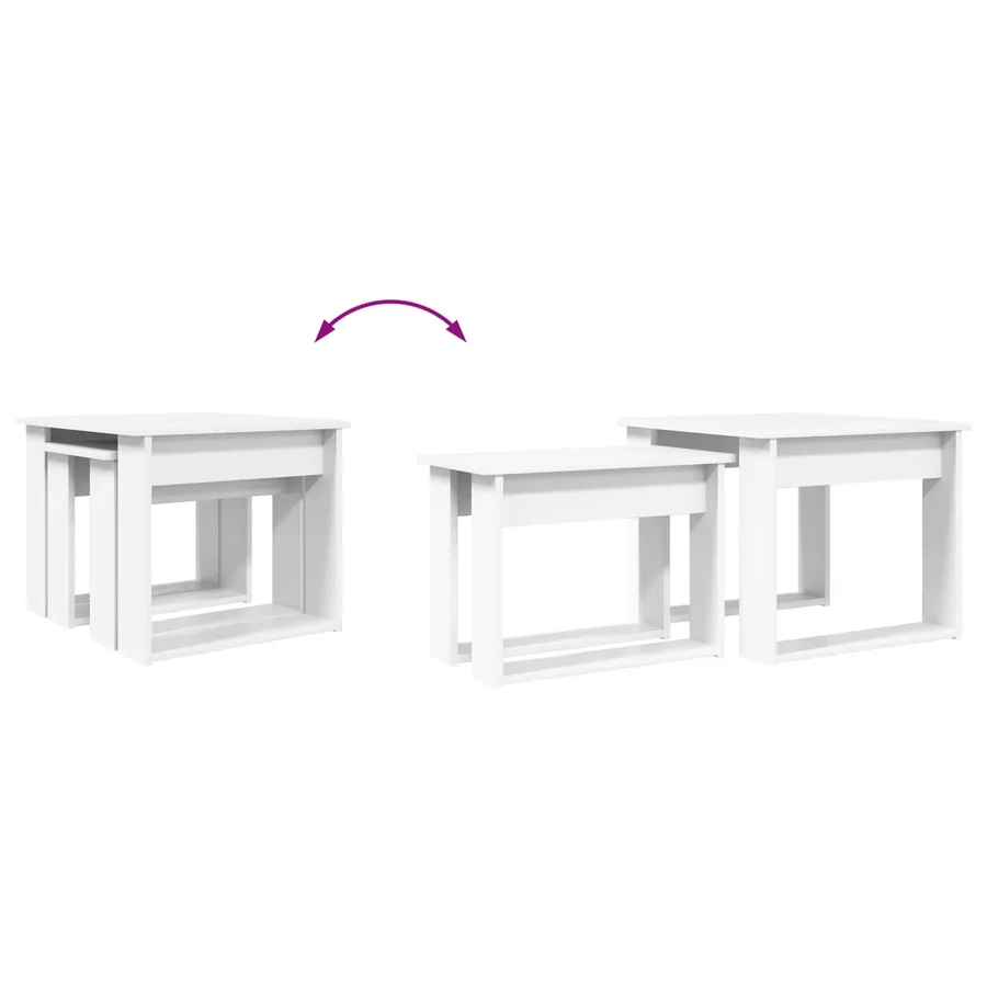 Ensemble de tables basses 2 pcs Blanc Bois d'ingénierie - 12