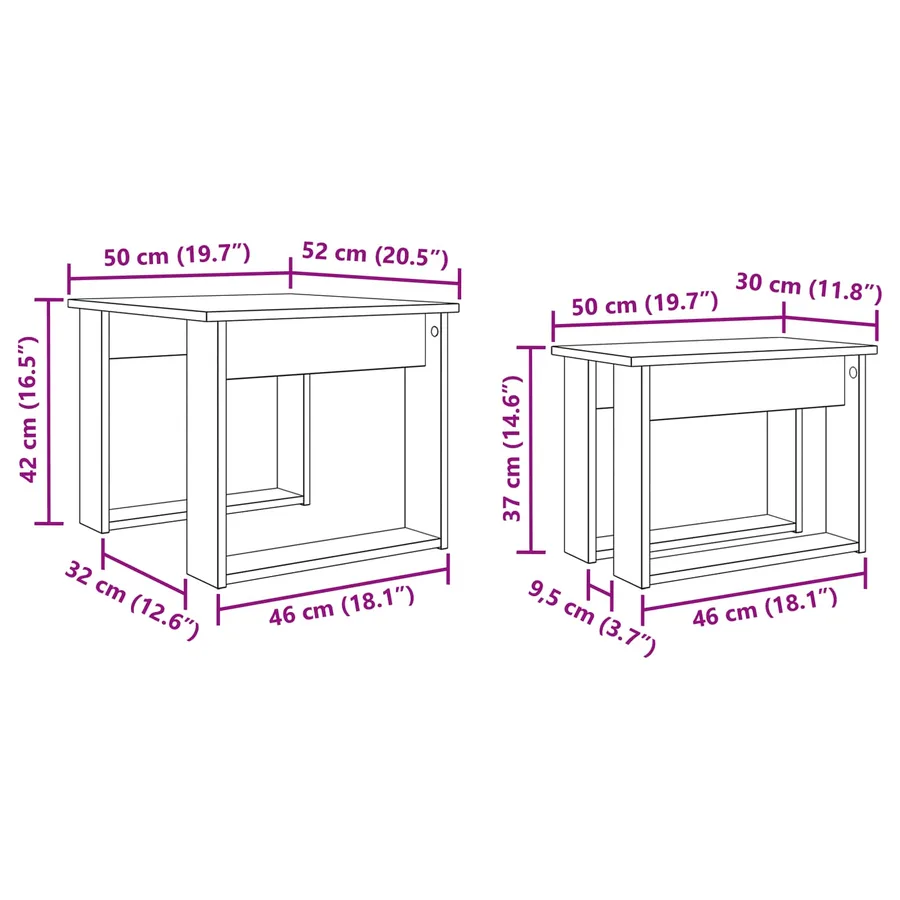 Ensemble de tables basses 2 pcs Blanc Bois d'ingénierie - 14