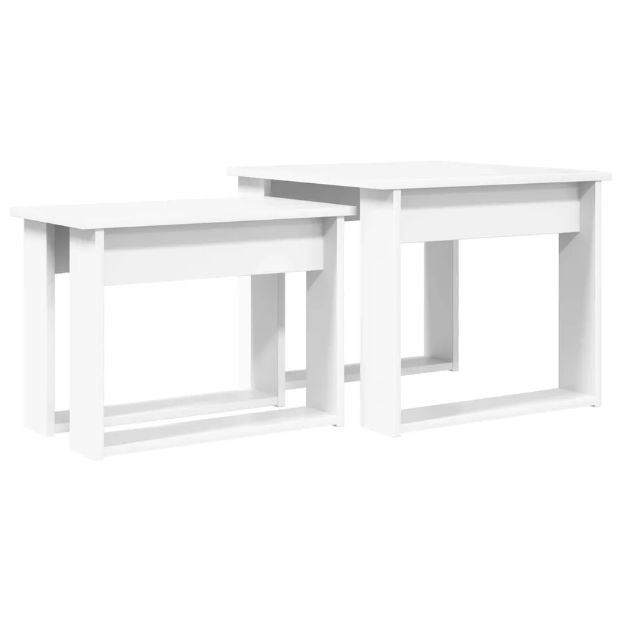 Ensemble de tables basses 2 pcs Blanc Bois d'ingénierie - 2