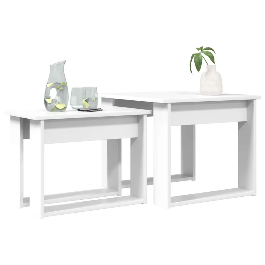 Ensemble de tables basses 2 pcs Blanc Bois d'ingénierie - 3