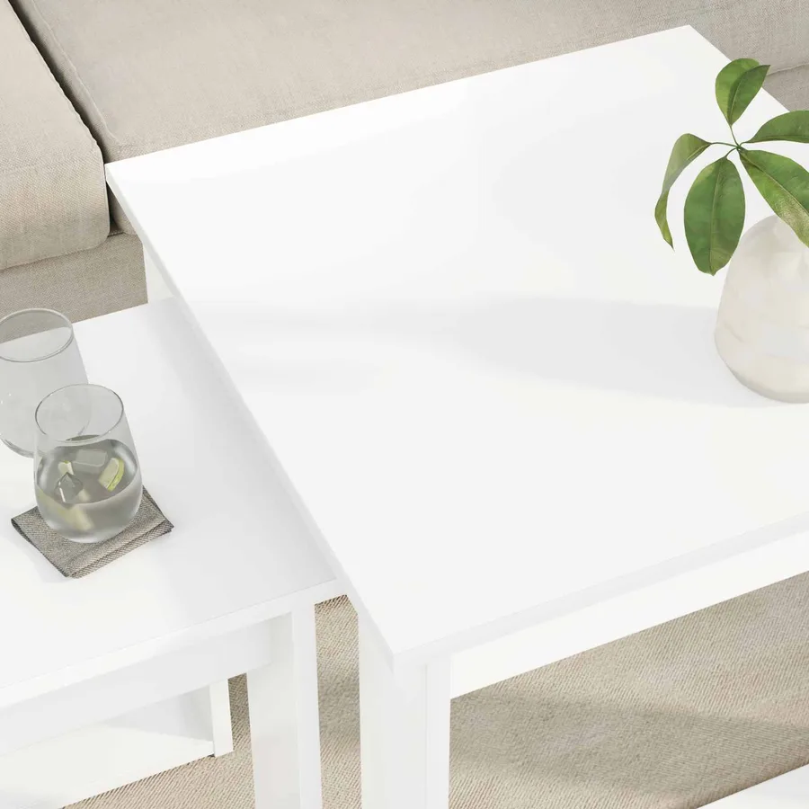 Ensemble de tables basses 2 pcs Blanc Bois d'ingénierie - 4