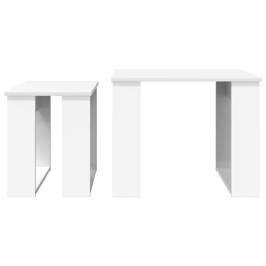Ensemble de tables basses 2 pcs Blanc Bois d'ingénierie - 9