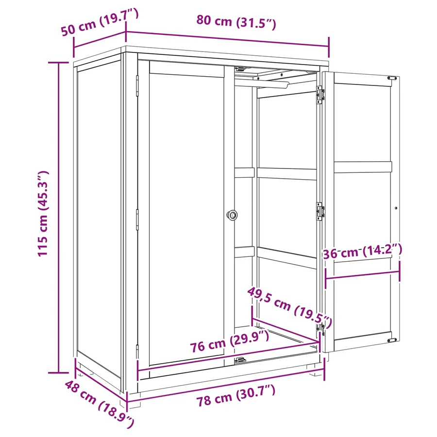 Armoire avec porte Marron 80 x 50 x 115 cm Bois de chêne massif - 9
