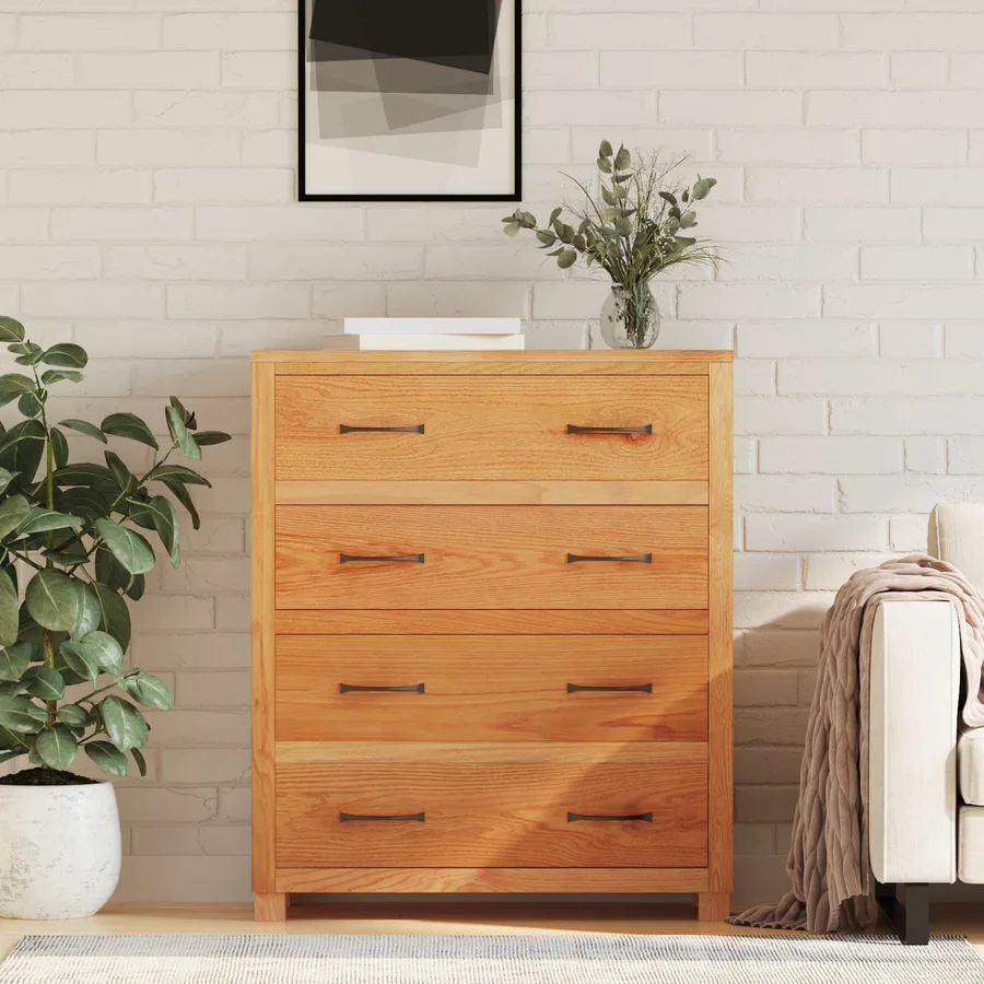 Armoire avec tiroir Marron 80 x 35 x 95 cm Bois de chêne massif - 3