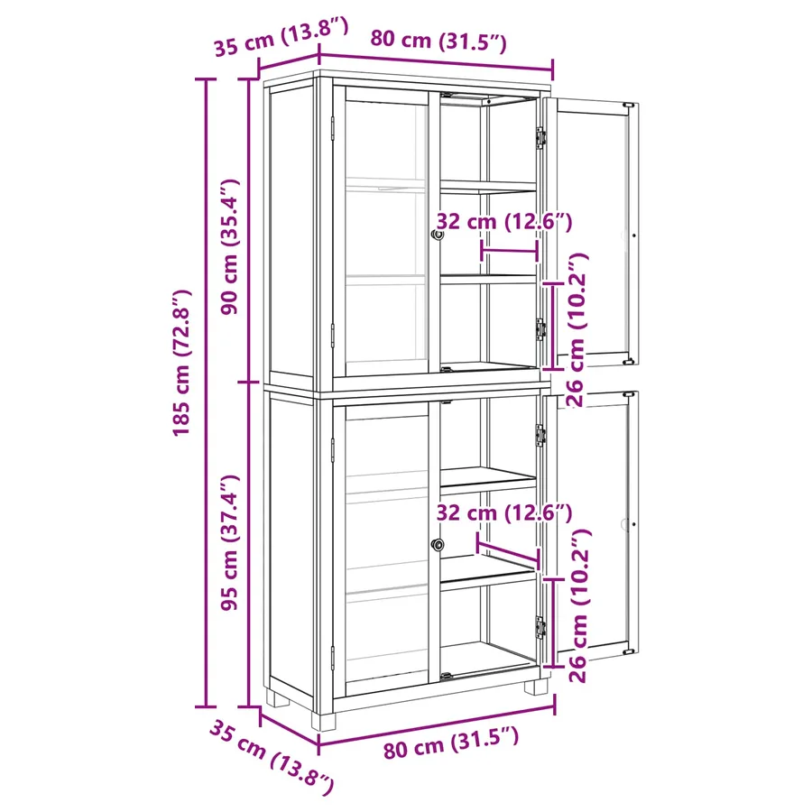 Ensemble de meubles de rangement 2 pc Naturel 80 x 35 x 185 cm - 8
