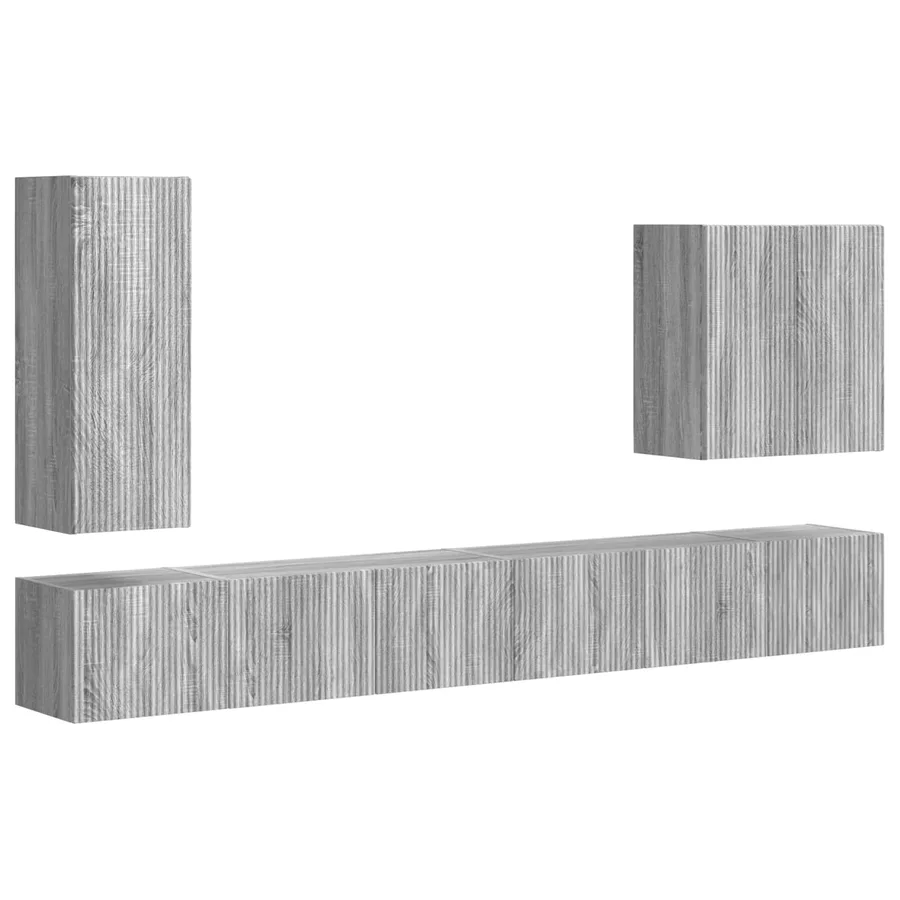 Ensemble de meuble TV mural Montage mural 6 pcs Gris Sonoma - 2