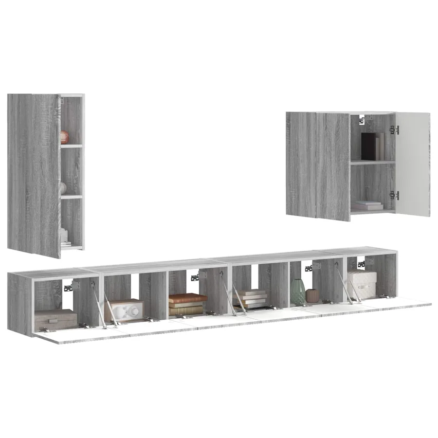 Ensemble de meuble TV mural Montage mural 6 pcs Gris Sonoma - 3