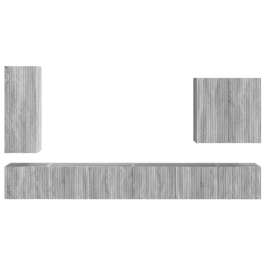 Ensemble de meuble TV mural Montage mural 6 pcs Gris Sonoma - 9